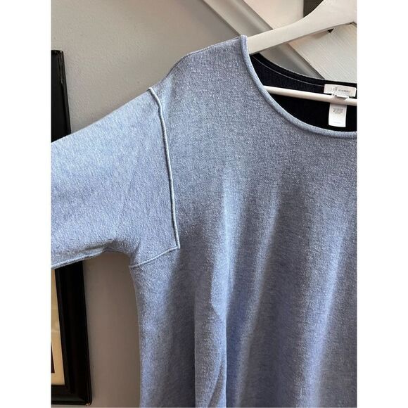 J. Jill Dark & Light Blue Shark Bite Sweater sz M EUC - Picture 2 of 6